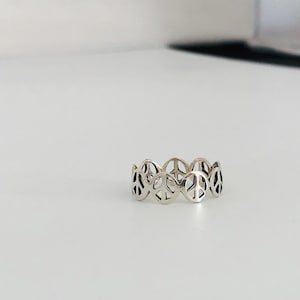 Peace sign Ring - Sterling Silver Stacking Ring - pinkie Ring - Fitted Toe Ring - Sized Toe Ring -  Thumb Ring - Midi Ring -Peace Ring