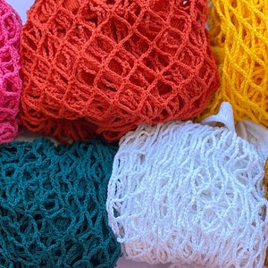 May include: Assortment of ten colorful string mesh bags in various colors including teal, pink, white, brown, orange, yellow, blue, and black.