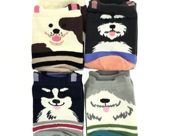Kawaii Dog Socks: Fun Cotton Blend Socks - Ladies Size Small