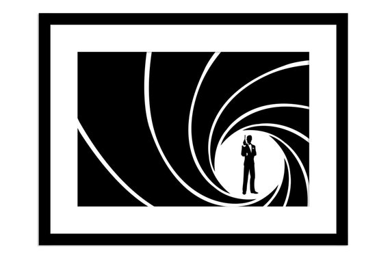 Abstract Black and White Striking James Bond Stripes Swirl 007 | Etsy
