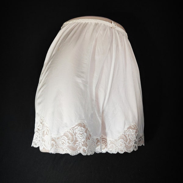 Lovely Soft White Vintage French Nylon Knickers Pettipants with Sheer Lace Bottom. Not made by Us. Size 5/6
