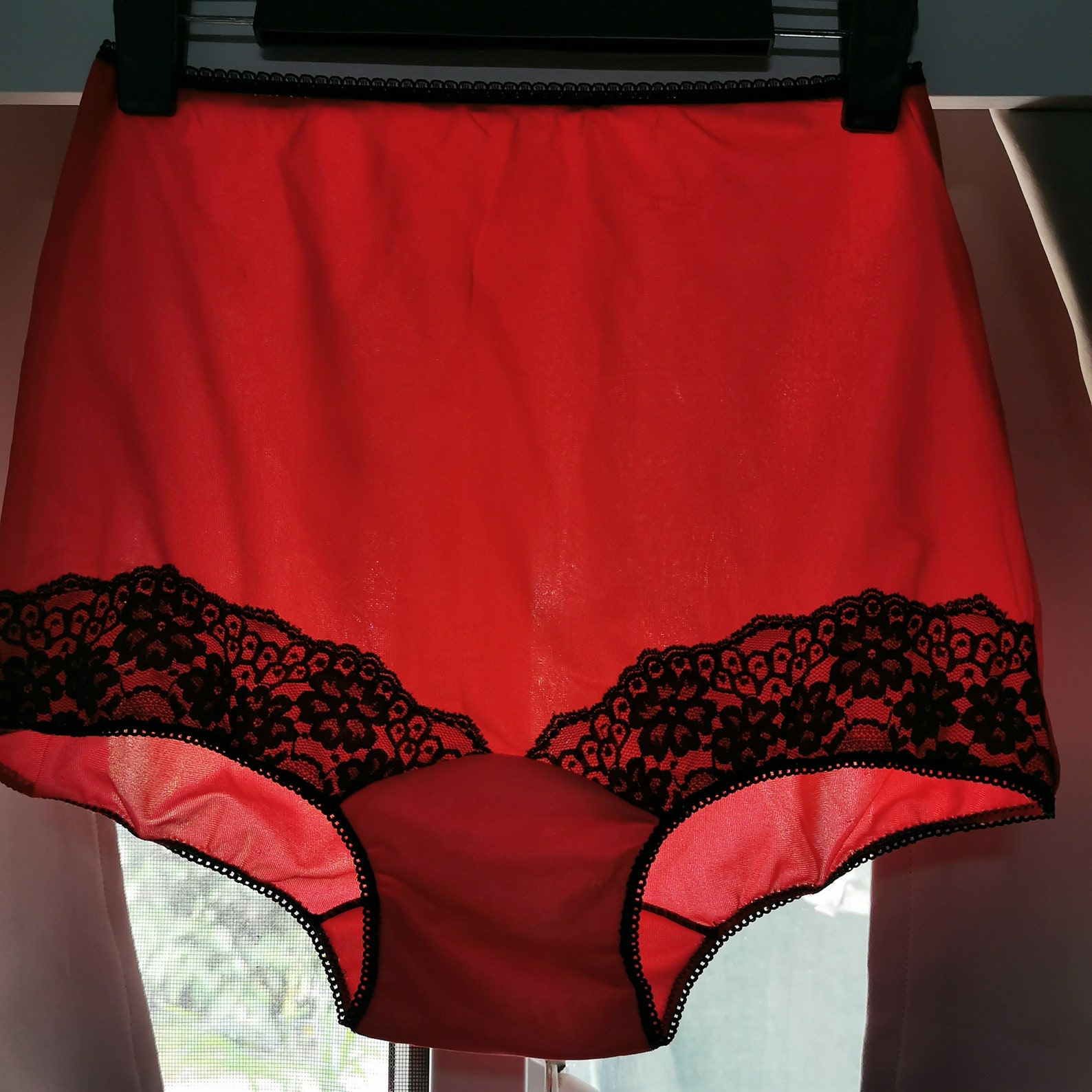 Lovely Vintage Red and Black lace Sheer Granny Panties Size | Etsy