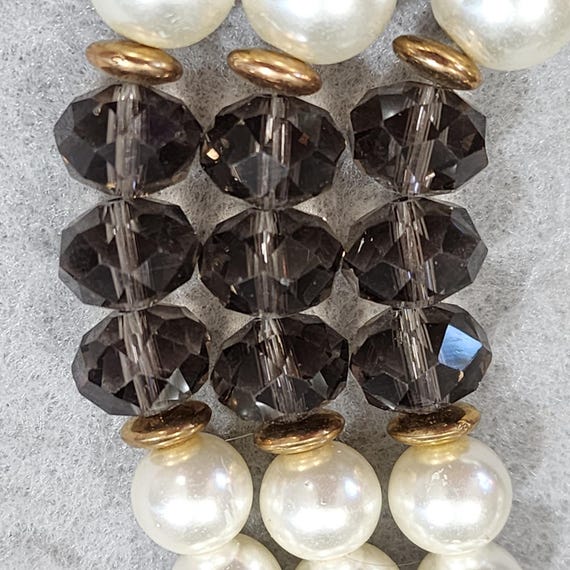 Kenneth Jay Lane Three Strand Faux Pearl Brown Cr… - image 5