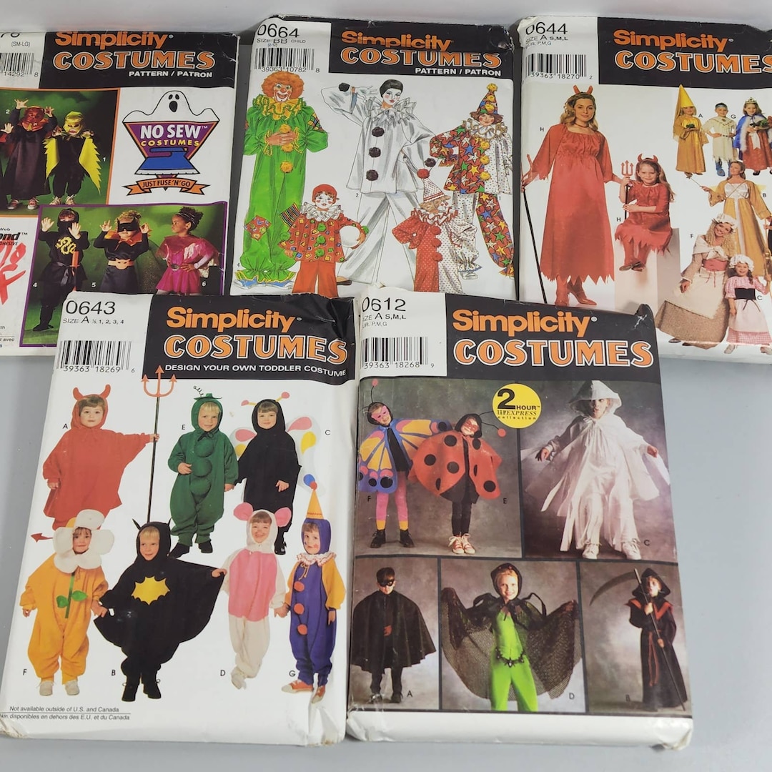 Simplicity Child Halloween Costumes Patterns Sizes A & BB Lot Etsy