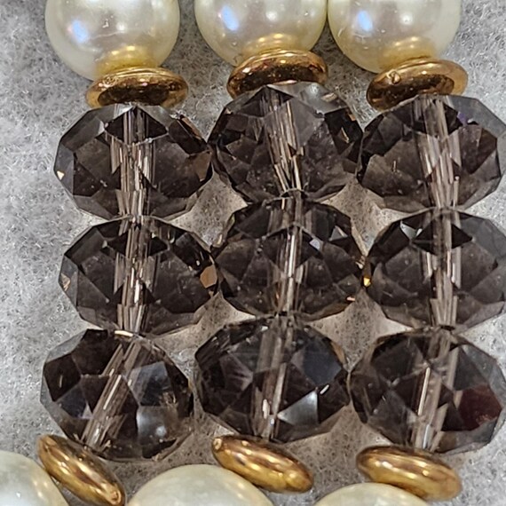 Kenneth Jay Lane Three Strand Faux Pearl Brown Cr… - image 6