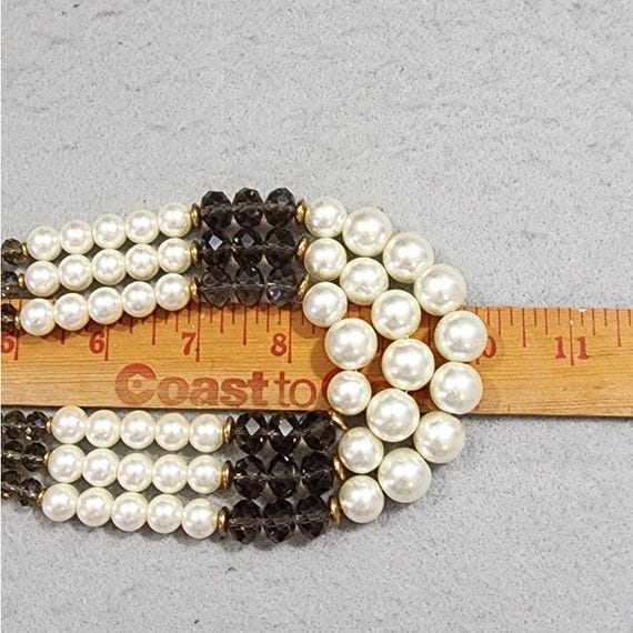 Kenneth Jay Lane Three Strand Faux Pearl Brown Cr… - image 8
