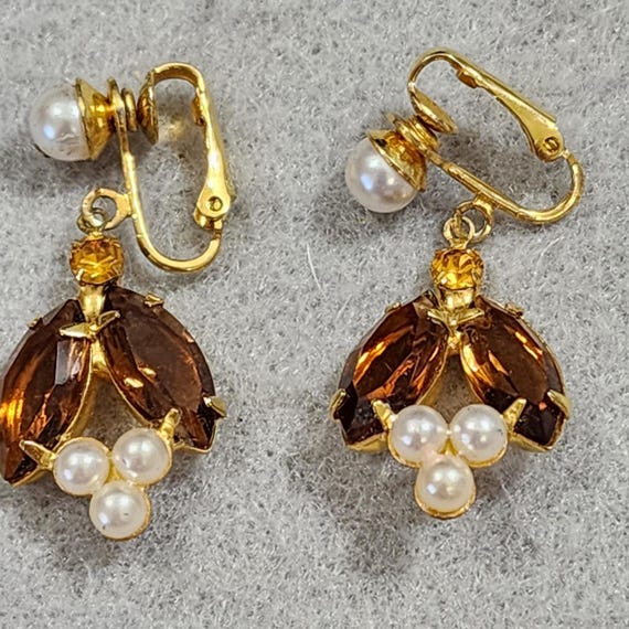 Kenneth Jay Lane Three Strand Faux Pearl Brown Cr… - image 4