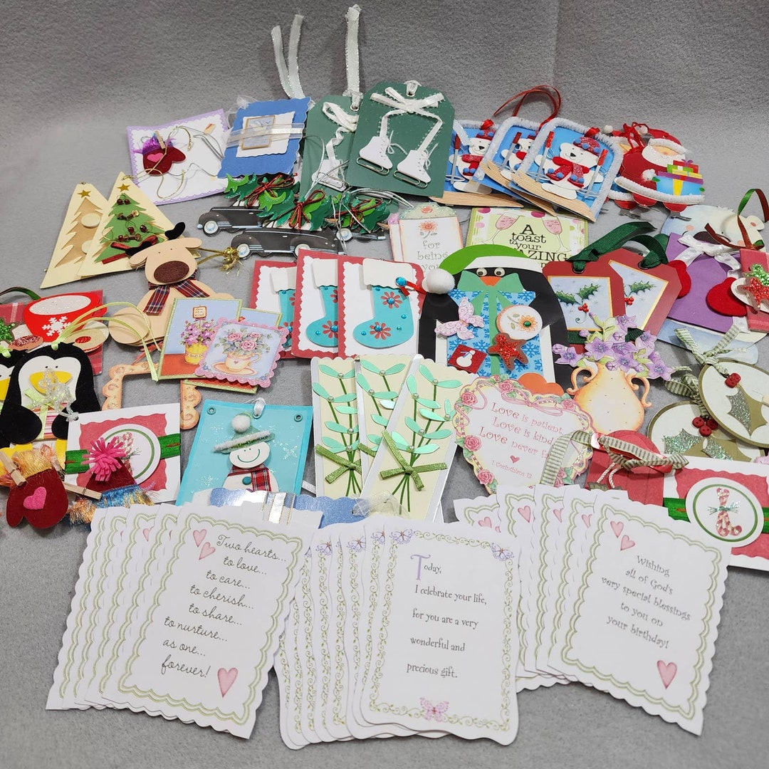 Handmade Gift Tags Lot of 50+ Christmas Scrapbooks Junk Journals ...