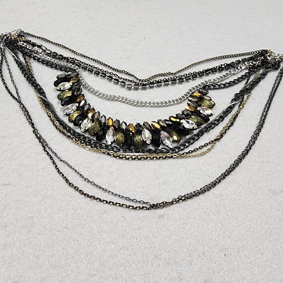 MultiStrand Layered Chunky Statement Necklace Cle… - image 2
