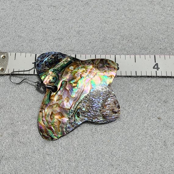 Large Abalone Shell Butterfly Dangle Earrings Blu… - image 7