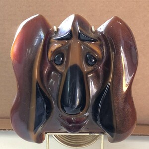 Organizador de escritorio con resorte de metal de resina para cartas y bolígrafos, de estilo vintage, con forma de perro Bassett Hound