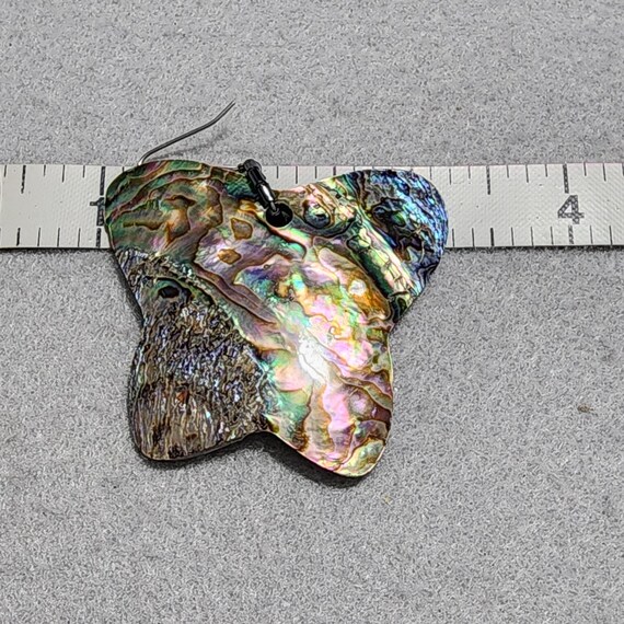 Large Abalone Shell Butterfly Dangle Earrings Blu… - image 6