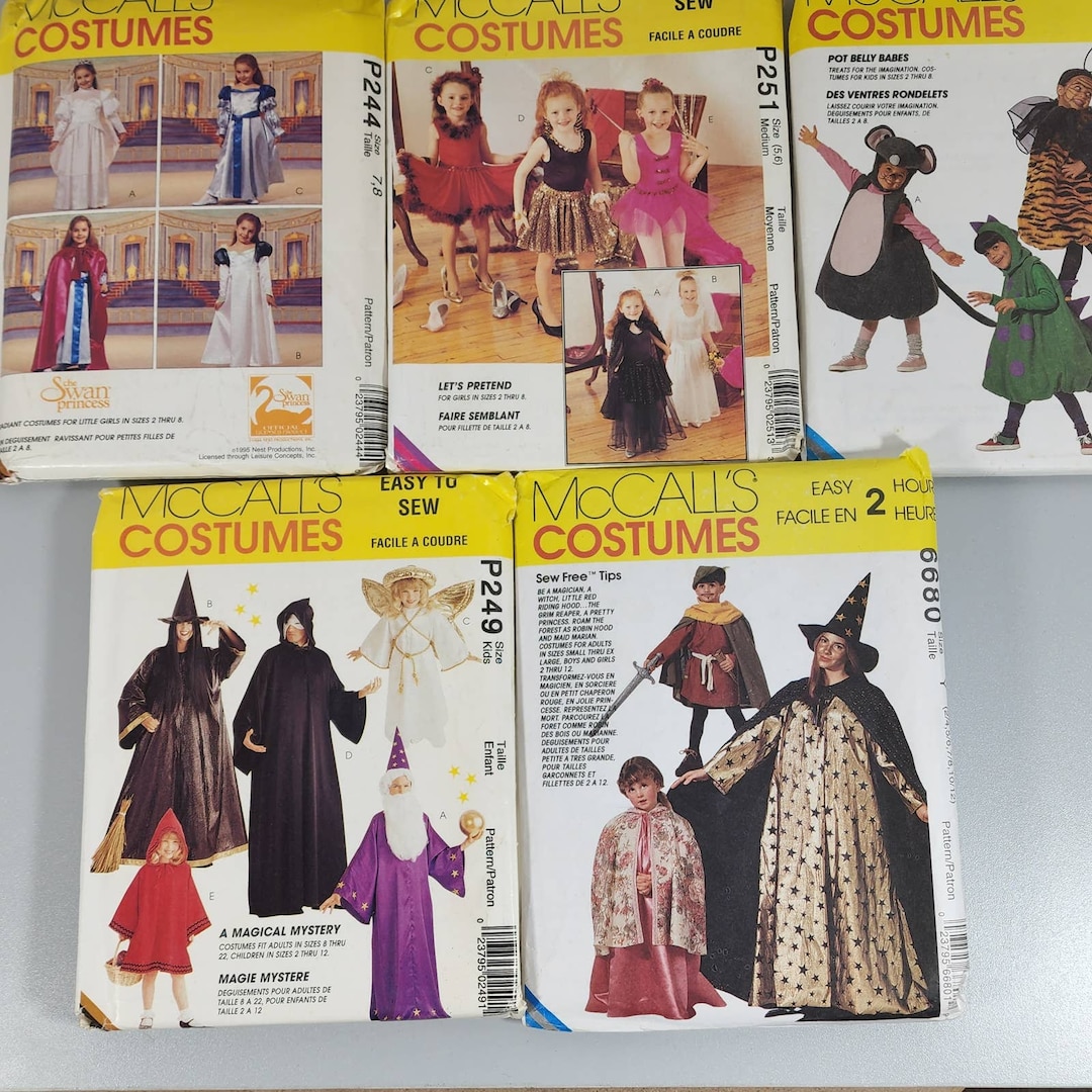 Mccall's Child Halloween Costumes Patterns Various Sizes Lot of 5