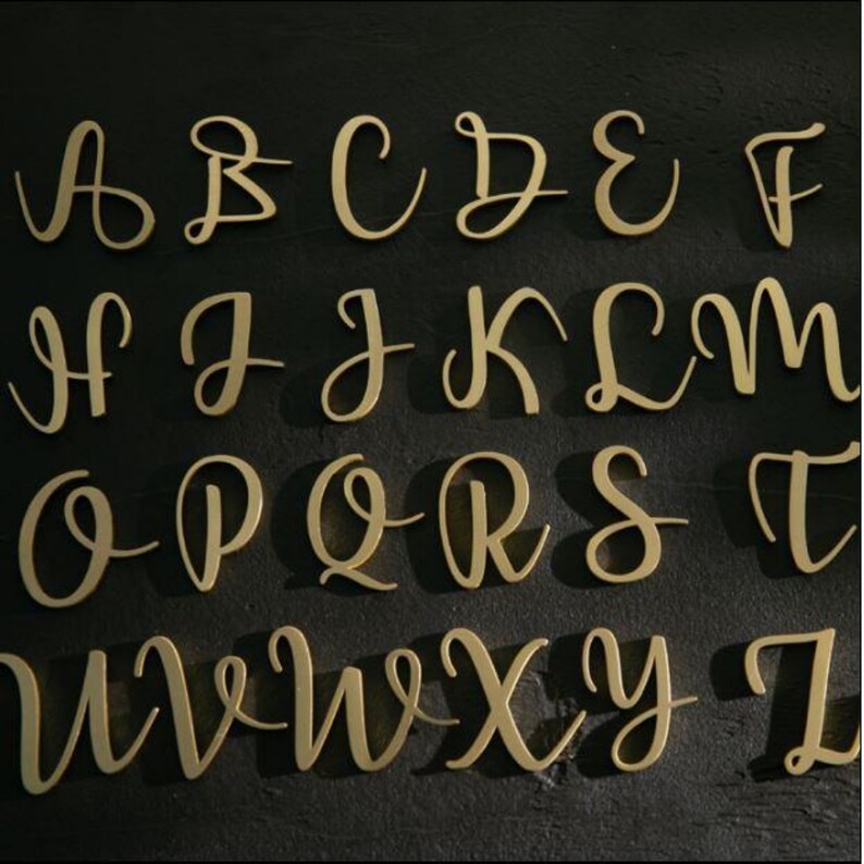 Cursive Font Gold Metal House Letters Metal Letters Gold Etsy