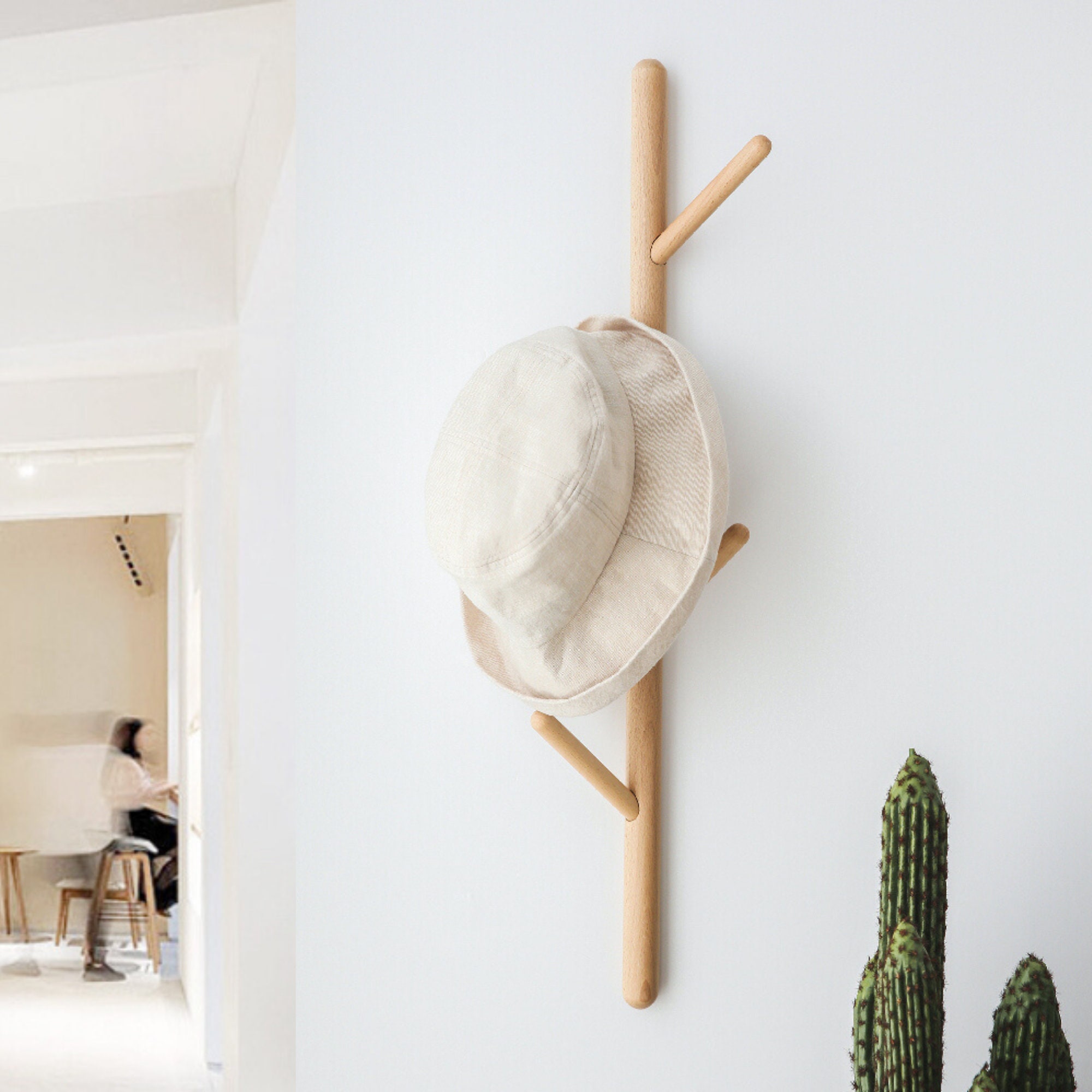 Wooden Coat Hanger Wall Mounted Coat Hanger Simple Etsy UK