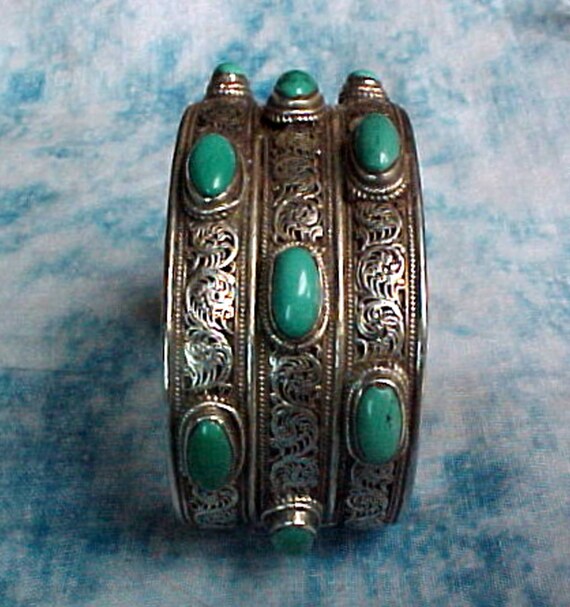 Substantial Detailed Vintage Sterling and Turqoui… - image 7