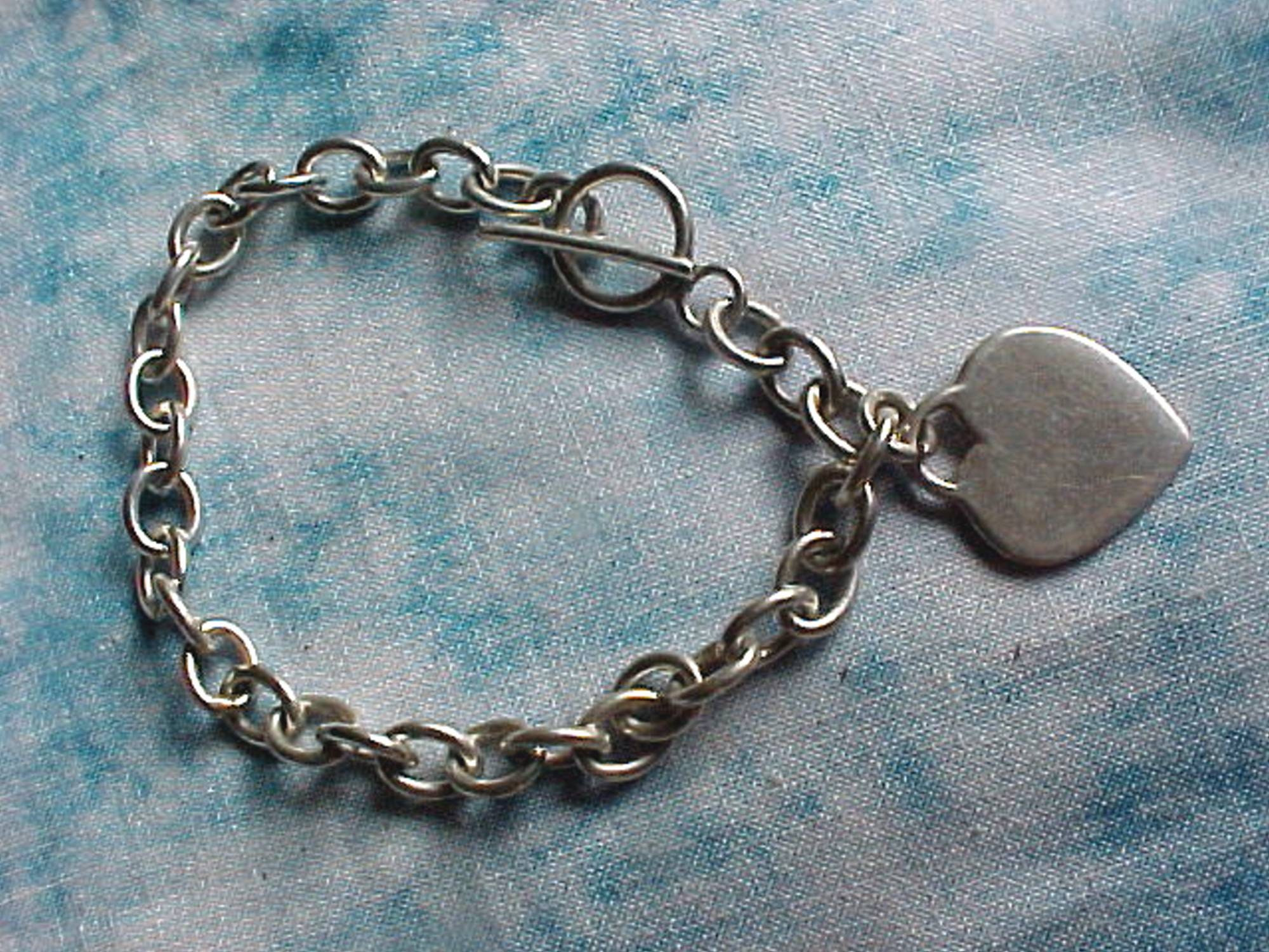 Heavy Heart Charm Anchor Link Sterling Silver Bracelet 7-1/2 - Etsy