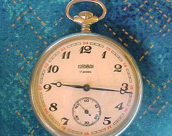 Scarce Vintage Swiss Cornavin Open Face 17 Jewel 48mm Heavy Nickel Railroad Designed Case Pocket Watch