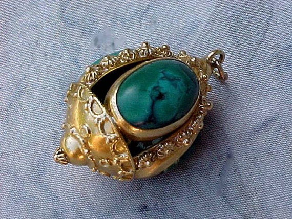 Marvelous Vintage Asian 22 kt Gold and Multi-Colo… - image 1