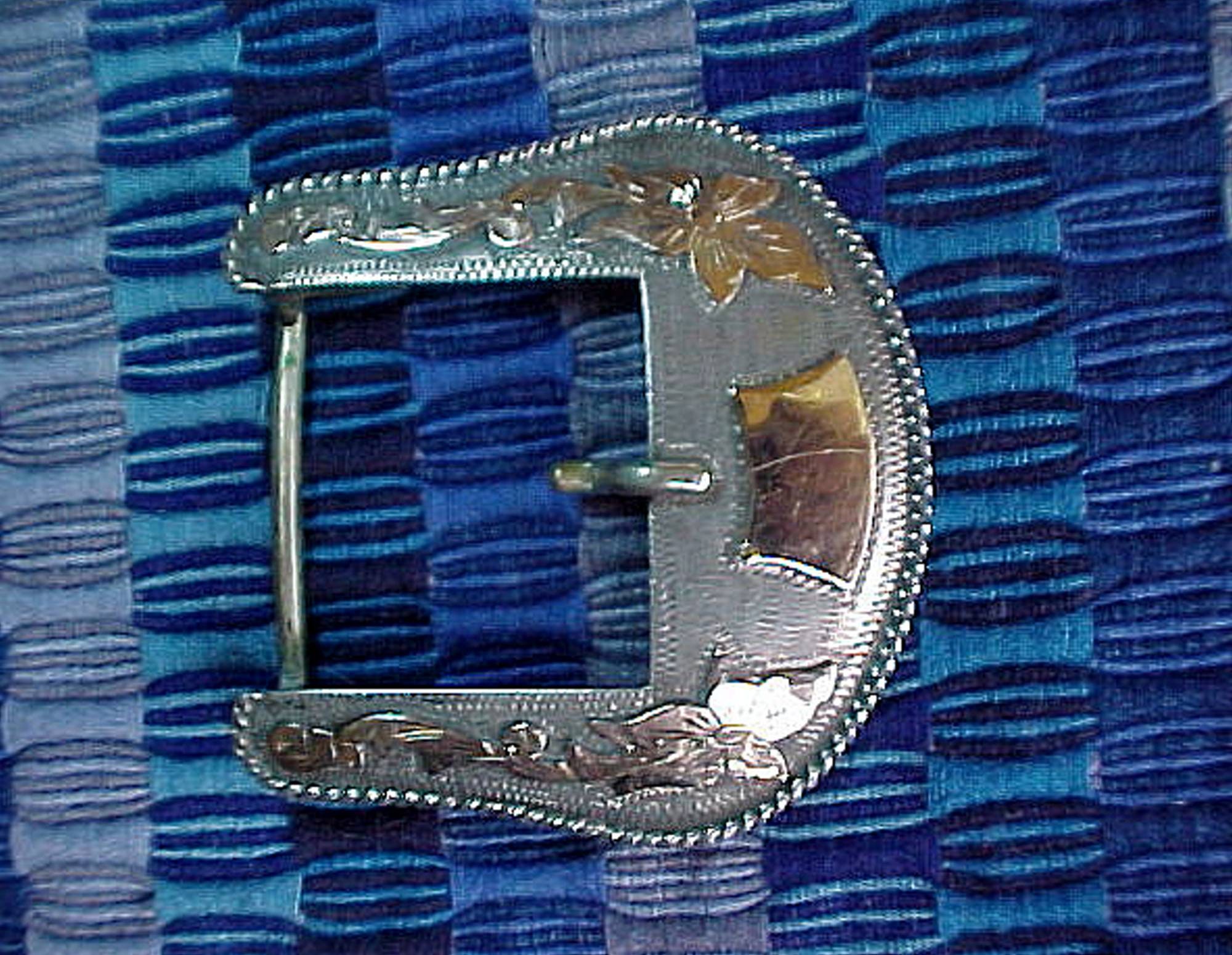 Vogt Engraved New Yorker Single Sterling Silver Belt Buckle