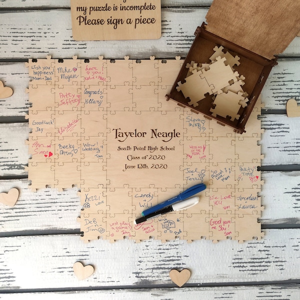 Guest book wood puzzle Wedding Baby shower Graduation Retirement party Bridal shower Get well soon signing puzzle