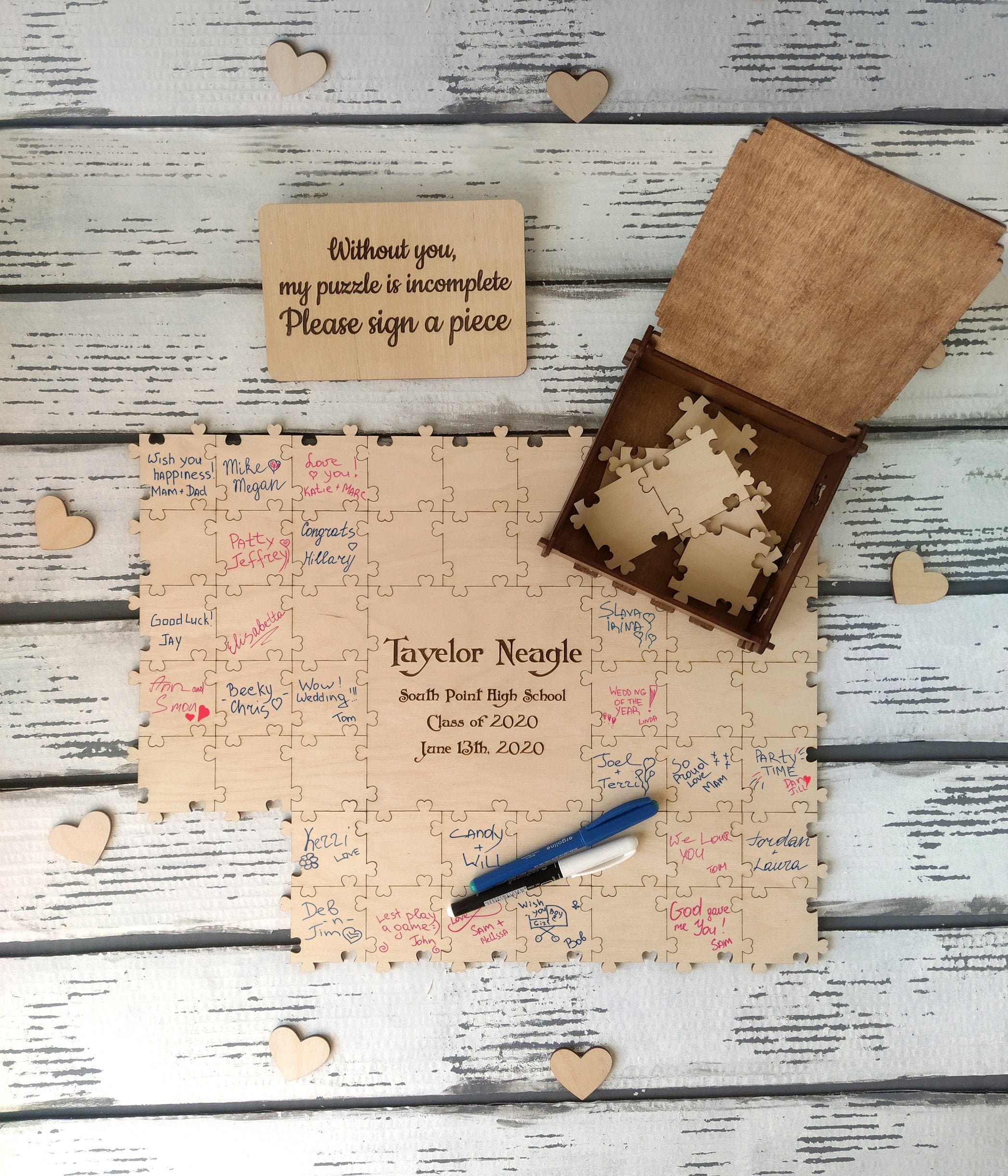 Guest book wood puzzle Wedding Baby shower Graduation Etsy
