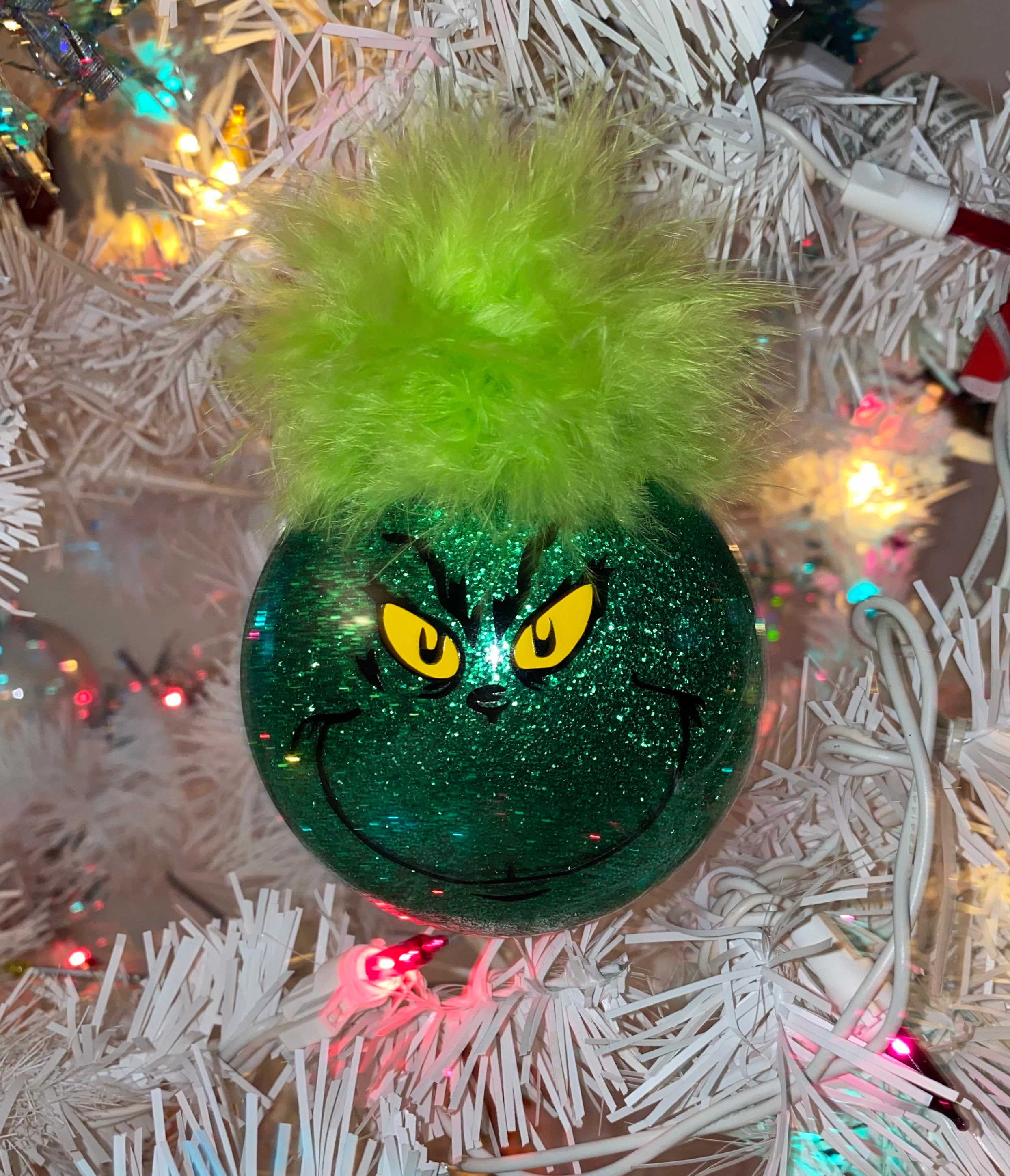 The Grinch Christmas Ornament With Green Hair Etsy Australia