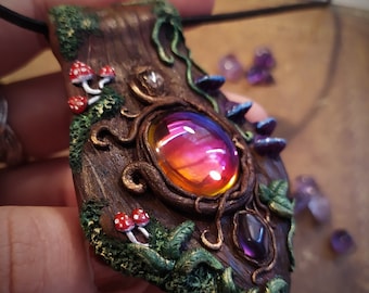 PARA PEDIR Amuleto druida - élfico Jewerely - collar de fantasía - Colgante de cristal - amuleto de cuarzo de fantasía - cuello de arcilla polimérica - collar de fantasía