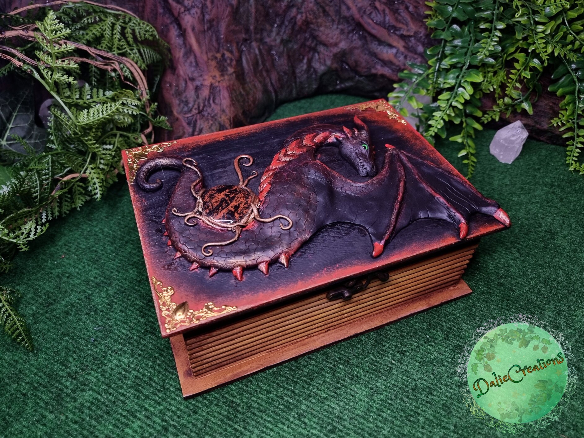 Fire Dragon Jewelry Box With Obsidiane BIG Dragon Box Etsy