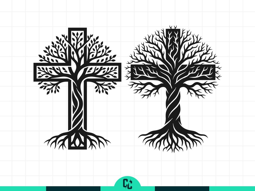 Tree of Life Cross SVG, Christian Cross With Roots and Leaves ...