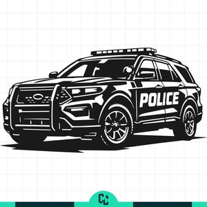 Vehículo todoterreno de policía SVG, PNG para camisetas, vector de policía, archivo de corte de coche patrulla, regalo de policía, descarga digital de vehículo de unidad K9