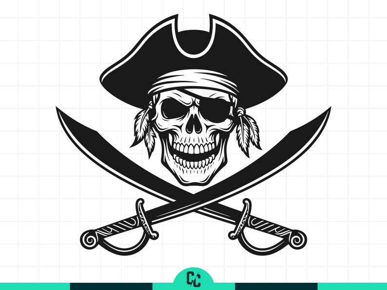 Pirate Skull Svg, Crossed Swords Cut File, Jolly Roger Buccaneer ...