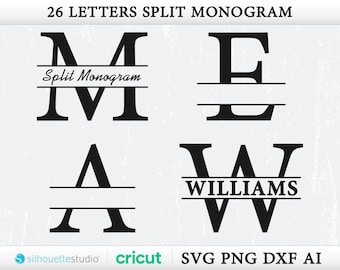 Split Monogram SVG Bundle, Spilt Letter Svg, Name Svg, Family Monogram Svg, Monogram Font, Cricut Name Alphabet Split Monogram Svg, Dxf, Png