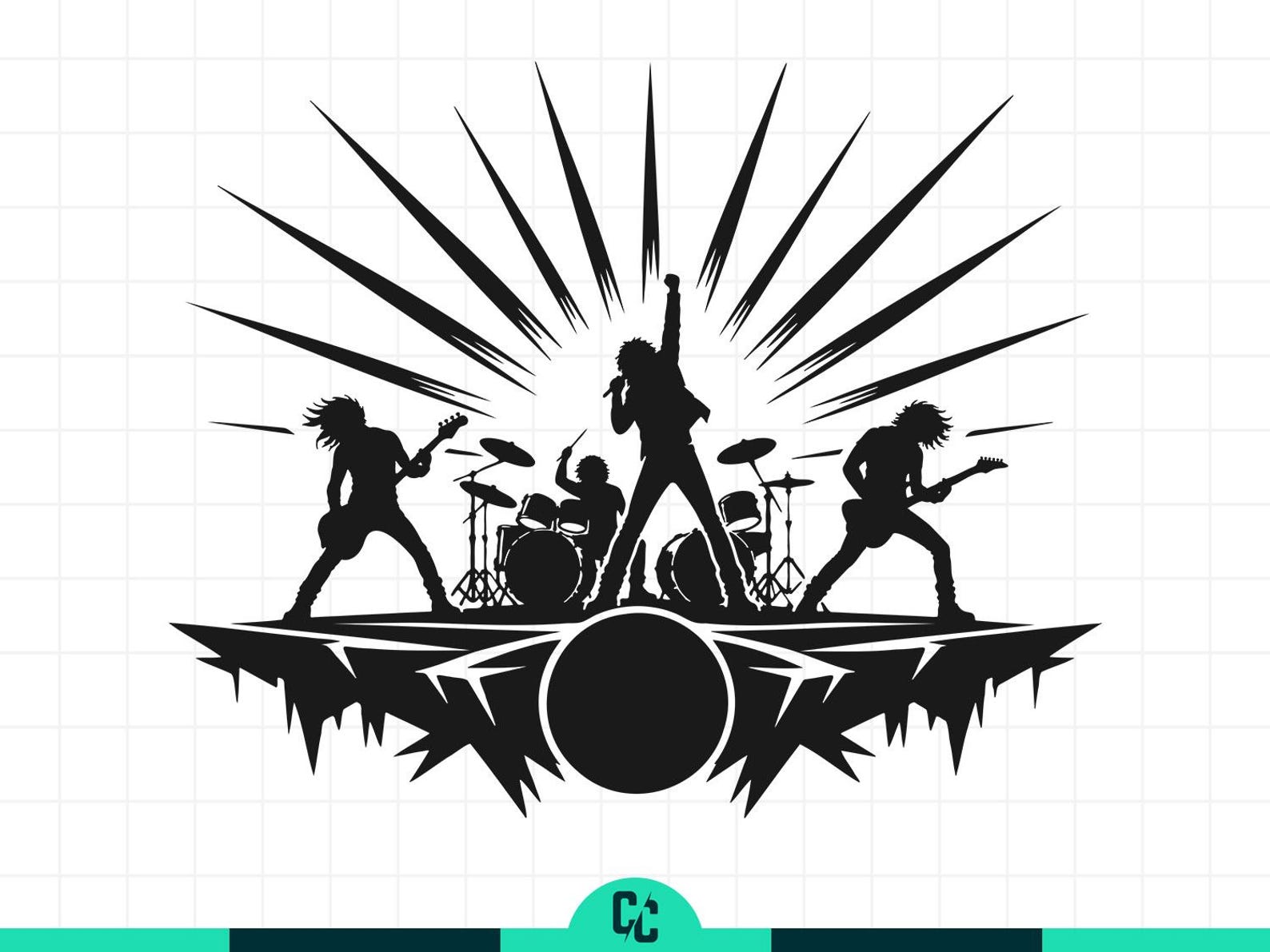 Rock Band Svg, Heavy Metal Concert Svg, Rockstar Silhouette Svg, Music ...