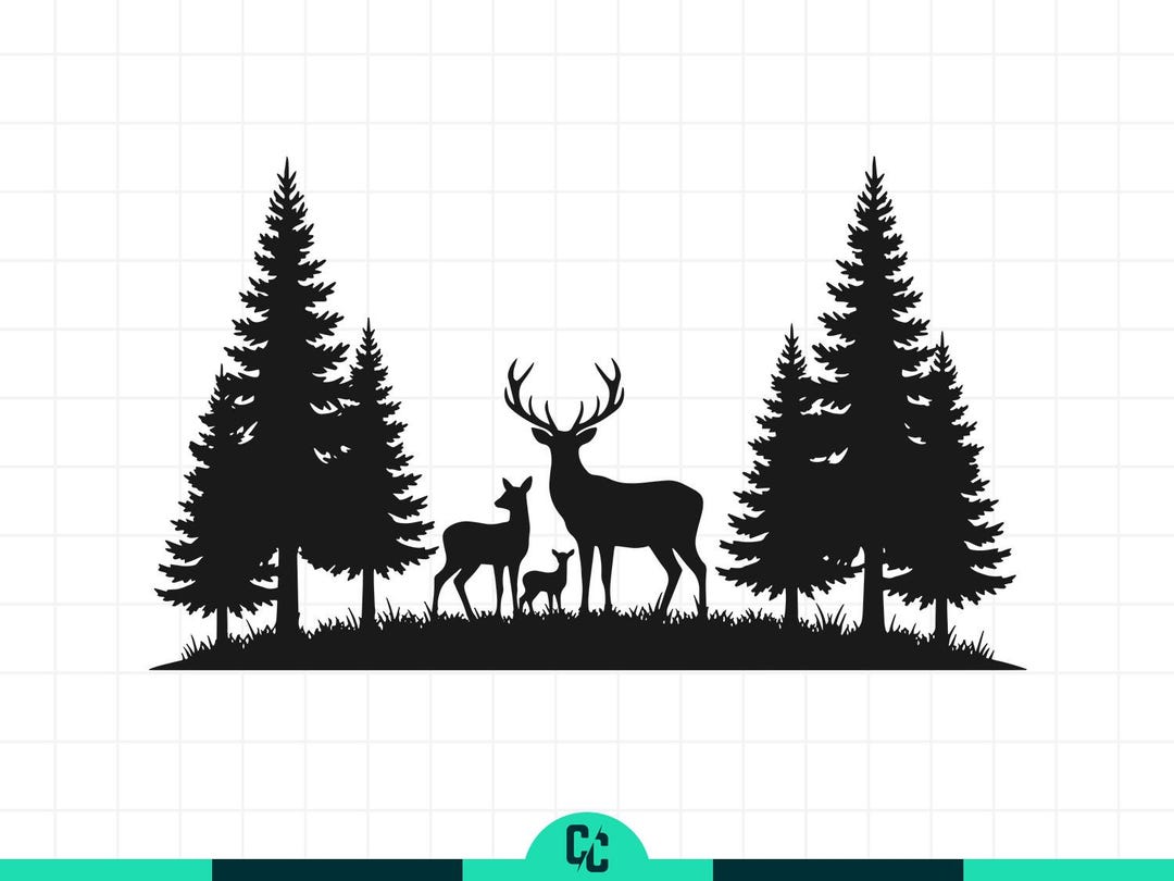 Deer Family Forest SVG PNG | Wildlife Silhouette Design | Nature ...