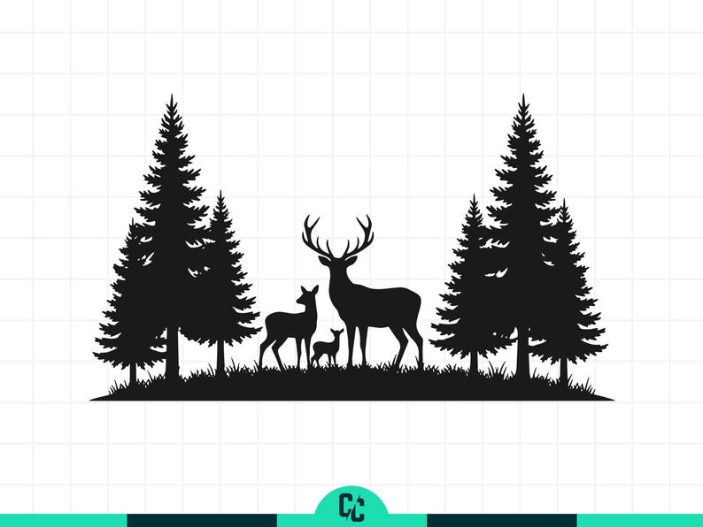 Deer Family Forest SVG PNG | Wildlife Silhouette Design | Nature ...