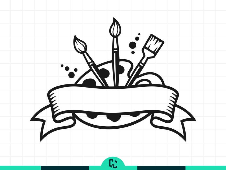 Artist Paint Palette SVG, Paintbrush Ribbon Cut File, Art Teacher Shirt ...
