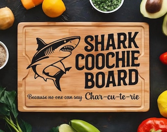 Shark Coochie Board SVG PNG, Charcuterie Board Design, Funny Kitchen Cutting Board Quote, Shark Lover Gift, Laser Engrave, Digital Download