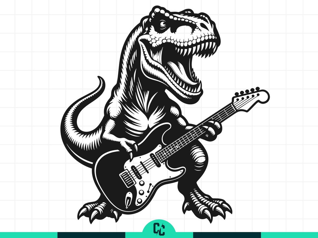 T Rex Guitar Svg, Rock N Roll Dinosaur PNG, Tyrannosaurus Rex Vector ...