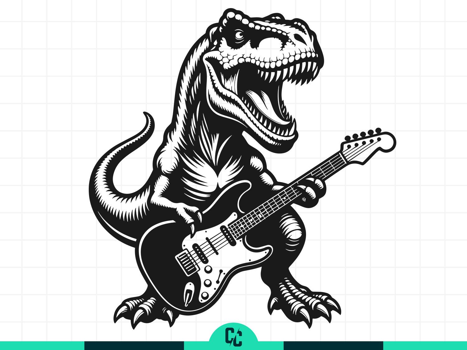 T Rex Guitar Svg, Rock N Roll Dinosaur PNG, Tyrannosaurus Rex Vector ...