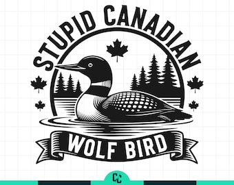 Stomme Canadese wolf vogel Svg, grappige duiker vogel Svg, gemeenschappelijke duiker Svg, Canada Wildlife Svg, buiten humor Svg, vogelliefhebber cadeau Svg Loonie Svg