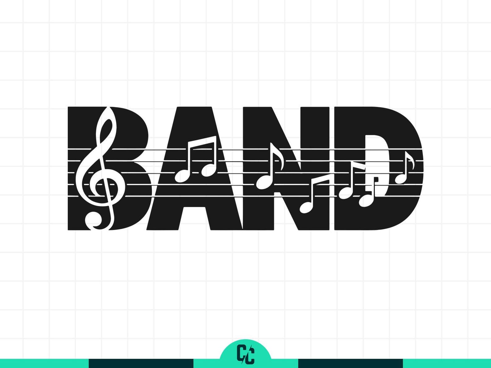 Band Music Note Svg for Shirt, Musical Staff Treble Clef Svg, Musician ...