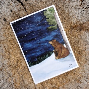 Postkarte "Bär unterm Sternenhimmel" DIN A6