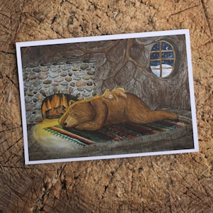 Postkarte "Bären am Kaminfeuer" DIN A6