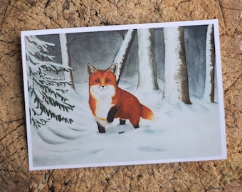 Postkarte "Fuchs im Schnee" DIN A6