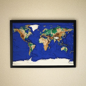 3D Relief Map A3 - Topographic World Map for Home Decor | Gift for Travelers | Office Decor