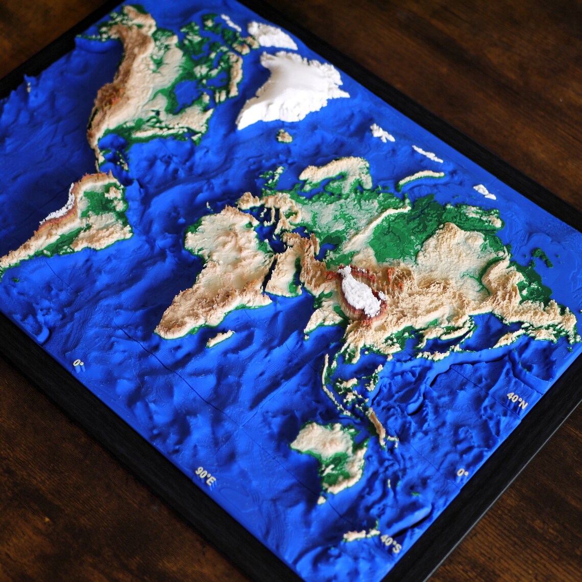 3D World Map-a3 Map of the World With Topography and Bathymetry - Etsy