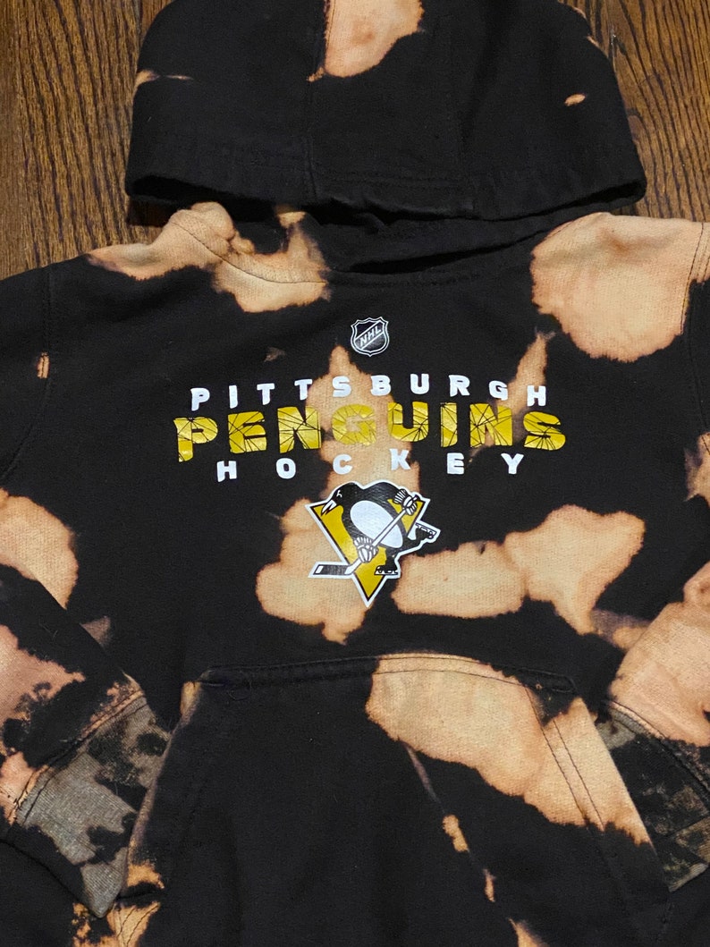 Size S Kids Bleached Pittsburgh Penguins Hockey Hoodie