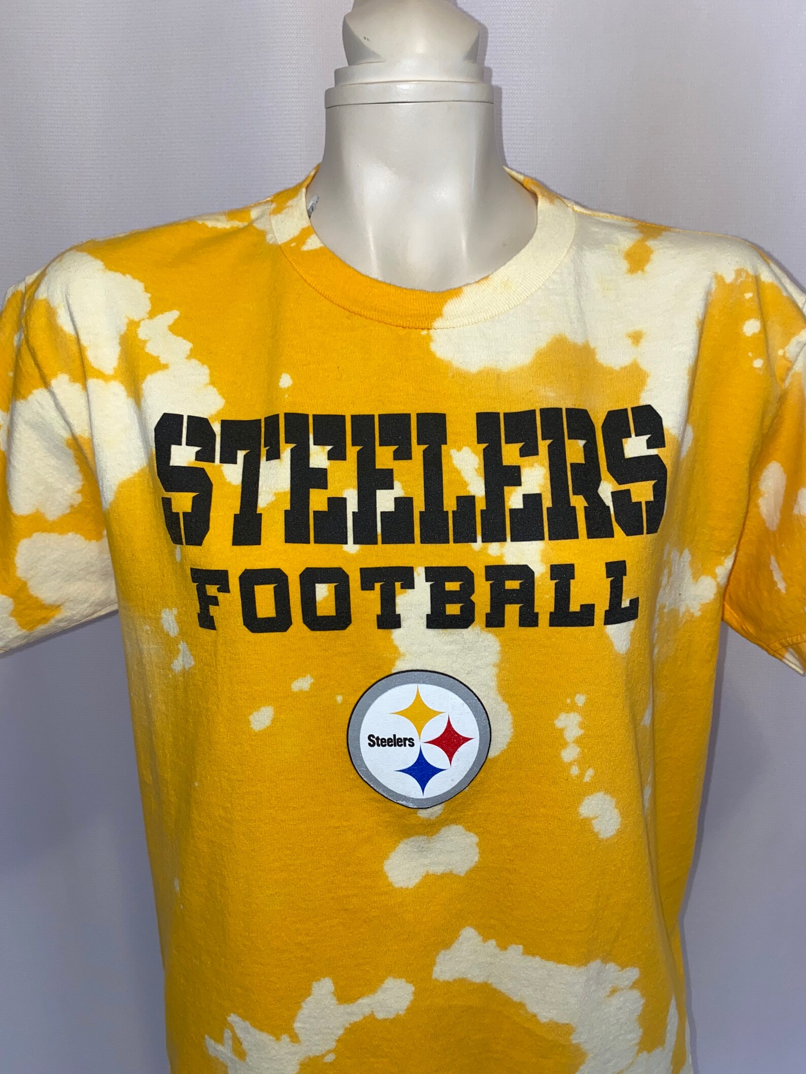Size S Steelers Football Bleached T-Shirt with Back Cutout | Etsy