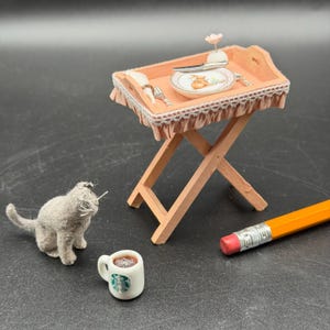 NEW!  Easter Bunny -  delightful dollhouse miniature tray table with place setting and bud vase